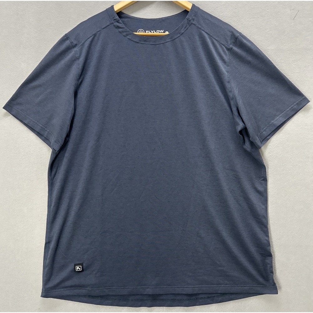 Flylow T Shirt Men XL Blue Short Sleeve Athletic Performance Active Wear Running